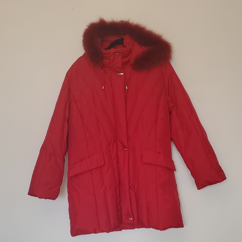 Women's Red Fur-Trimmed Jacket